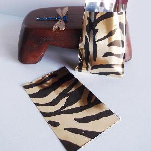 Gold and Black Zebra 4x5 Adhesive Merchandise Bag - 4"W x 5 3/8"