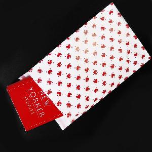 Red Hearts on White 9 ¾" x 15" Adhesive Merchandise Bag - 9 ¾" x 15"