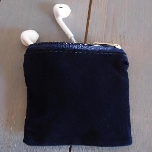Blue Velvet Zippered Bag 3.5" x 3" - 3.5" x 3"