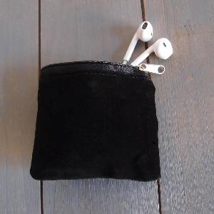 Black Velvet Zippered Bag with Black Zipper 3.5" x 3" - 3.5" x 3"
