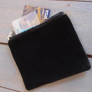 Black Velvet Zippered Bag with Black Zipper 5" x 4" - 5" x 4"