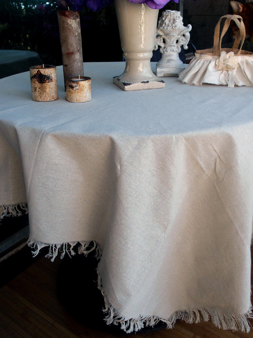 Linen Table Cover Sheet with Fringed Edge - 54" x 54"
